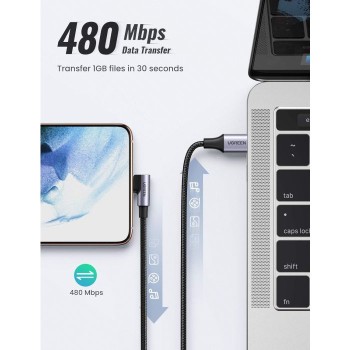 Ugreen USB-C na kotni USB-C kabel 60W 2M