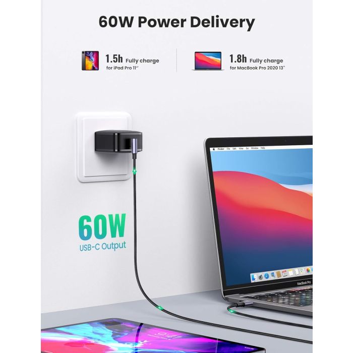 Ugreen USB-C na kotni USB-C kabel 60W 2M