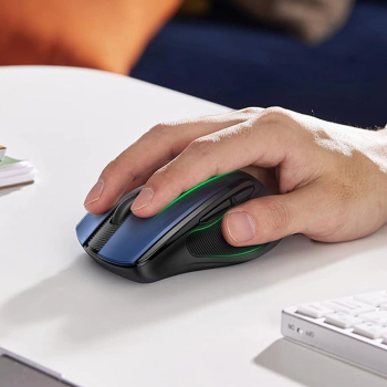 Brezžična miška UGREEN Bluetooth 5.0 in 2,4 Ghz z USB sprejemnikom - modra