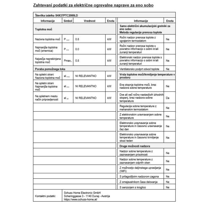 SHE kvarčni grelnik 800W