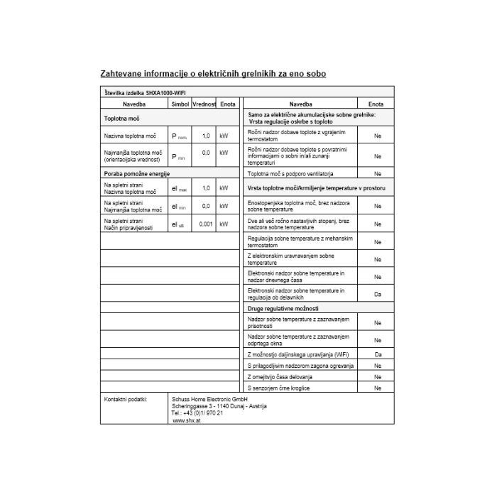 SHE Infrardeča grelna plošča z WiFi 1000W SHE SHE Infrardeča grelna plošča z WiFi 1000W