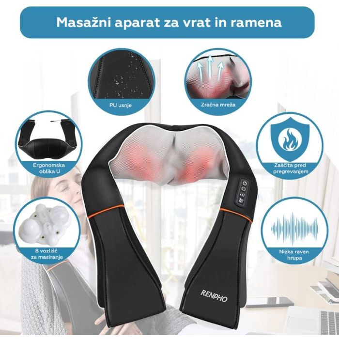 RENPHO U-Neck 1 Shiatsu masažni aparat za vrat in ramena RENPHO RENPHO U-Neck 1 Shiatsu masažni aparat za vrat in ramena