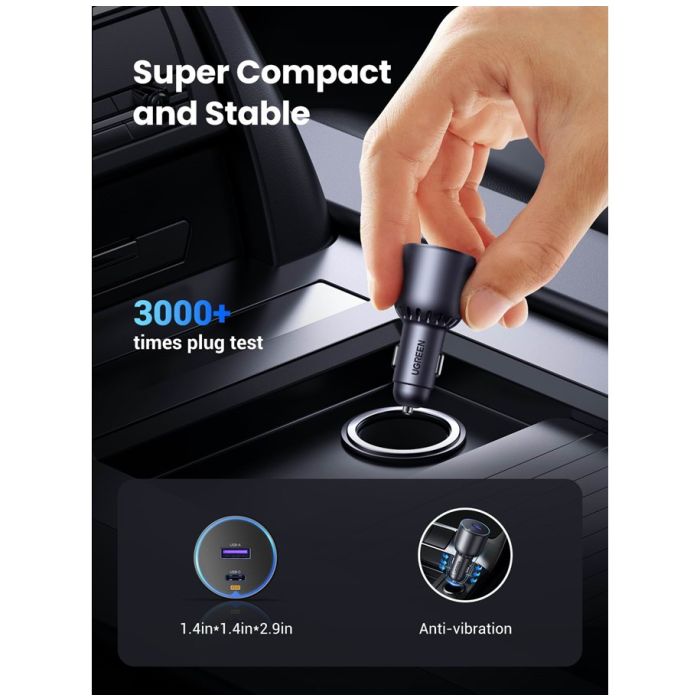 Ugreen 63W USB, USB-C avto polnilec