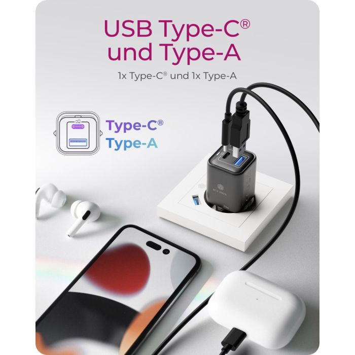 IcyBox IB-PS1020-PD 20W polnilnik USB-A in USB-C