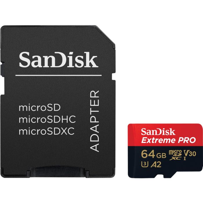 SanDisk Extreme PRO microSDXC 64GB + SD Adapter do 200MB/s & 90MB/sA2 C10 V30 UHS-I U3