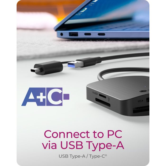 IcyBox IB-CR302-CU3 čitalec kartic USB 3.0 z USB-A in USB-C priključkom ICYBOX IcyBox IB-CR302-CU3 čitalec kartic USB 3.0 z USB-A in USB-C priključkom