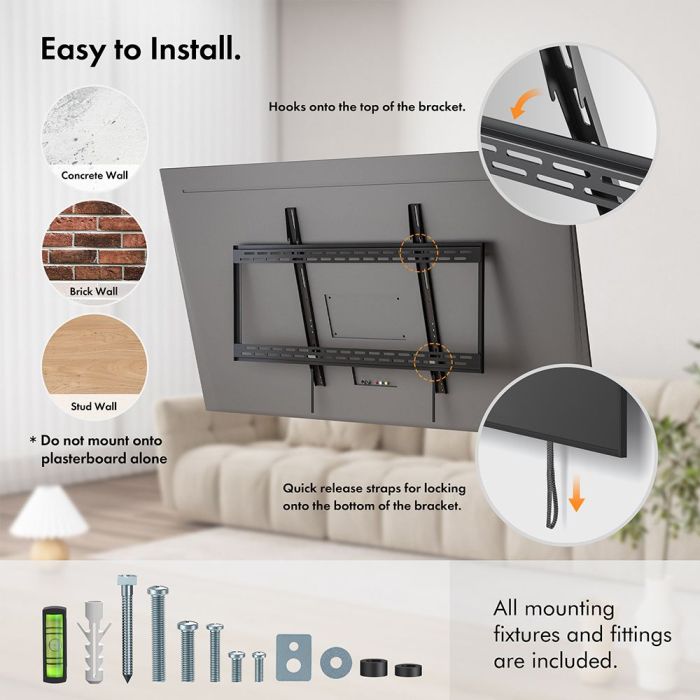 VonHaus 60-120 fiksen TV stenski nosilec do 120kg VONHAUS VonHaus 60-120 fiksen TV stenski nosilec do 120kg