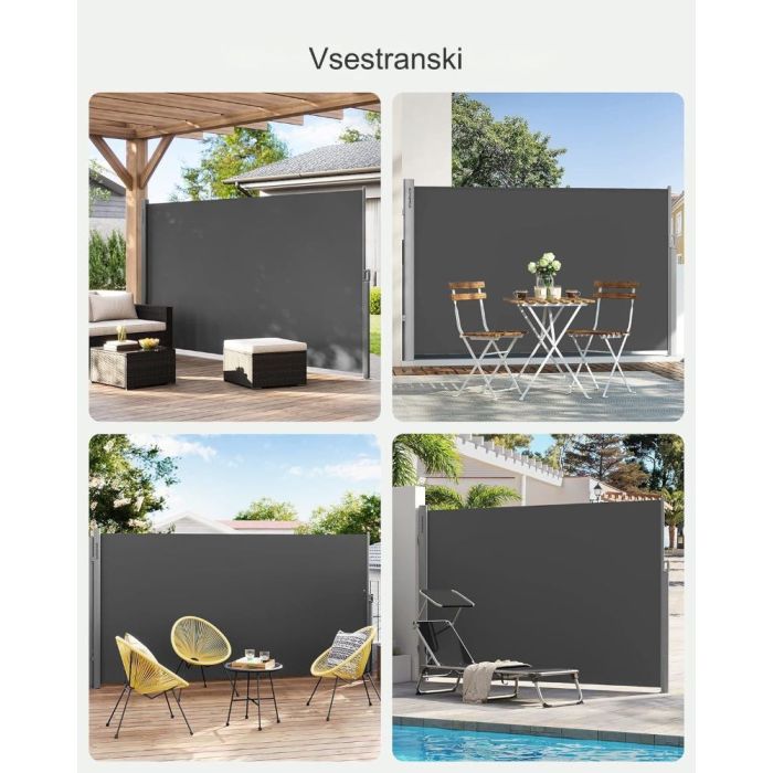 SONGMICS Stranski senčnik 160 x 350 cm antracit, GSA165G02
