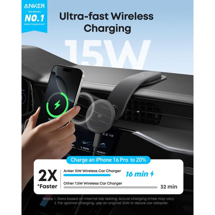 Anker Nano MagGo 15W brezžični avtopolnilec z nosilcem ANKER Anker Nano MagGo 15W brezžični avtopolnilec z nosilcem