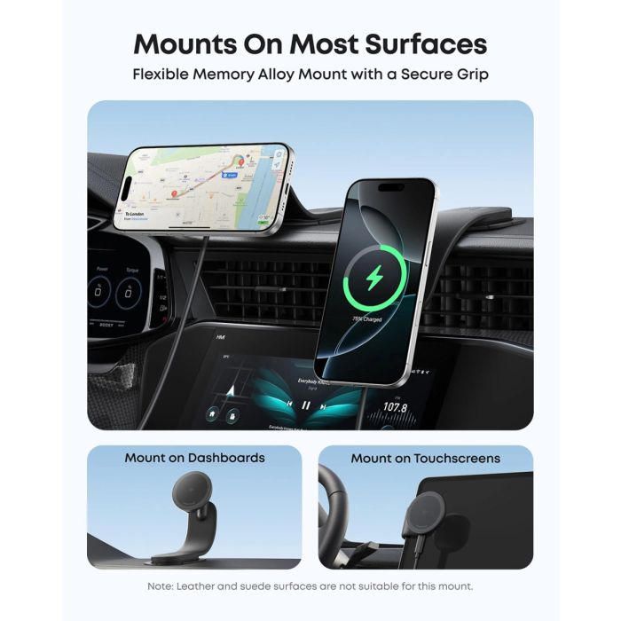 Anker Nano MagGo 15W brezžični avtopolnilec z nosilcem ANKER Anker Nano MagGo 15W brezžični avtopolnilec z nosilcem