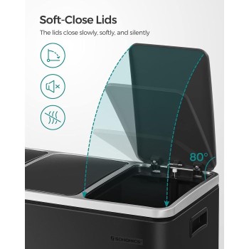 SONGMICS koš za ločevanje odpadkov 3x 18L črn, LTB54BK