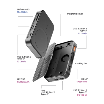 IcyBox IB-DK4071M-CU31 7-v-1 DockingStation with magnetic M.2 SSD bay priklopna postaja IcyBox IB-DK4071M-CU31 7-v-1 DockingStation with magnetic M.2 SSD bay priklopna postaja