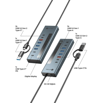 IcyBox IB-HUB1743-CPD 9-v-1 USB-C/A hub vmesnik z PD