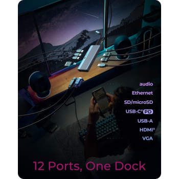 IcyBox IB-DK4062-CPD 12-v-1 DockingStation priklopna postaja s trojnim video priključkom IcyBox IB-DK4062-CPD 12-v-1 DockingStation priklopna postaja s trojnim video priključkom