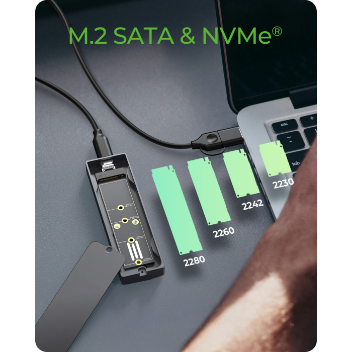 IcyBox IB-1826MCL-CU31 ohišje za M.2 NVMe/SATA SSD z vmesnikom USB-C 3.2 Gen 2 in RGB lučmi