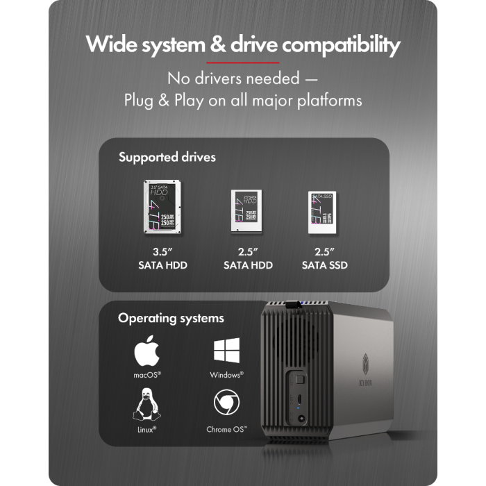 IcyBox IB-RD3720-CU3 RAID sistem za 2x 3,5/2,5 SATA HDD in SSD diska z RAID stikalom