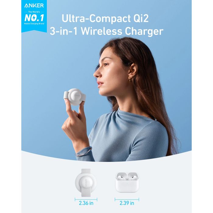 Anker MagGo brezžična zložljiva polnilna podloga 3v1, bela