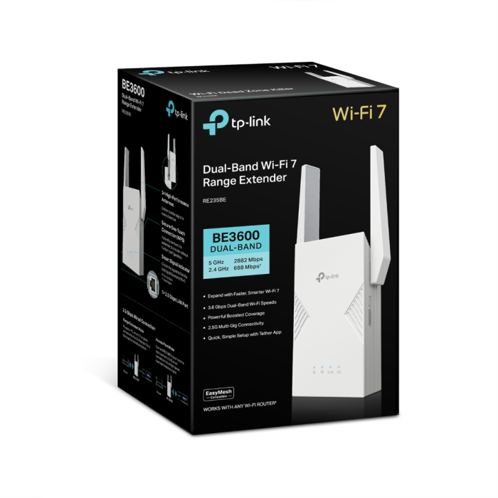 TP-LINK RE235BE BE3600 Wi-Fi 7 Range Extender TP-LINK TP-LINK RE235BE BE3600 Wi-Fi 7 Range Extender