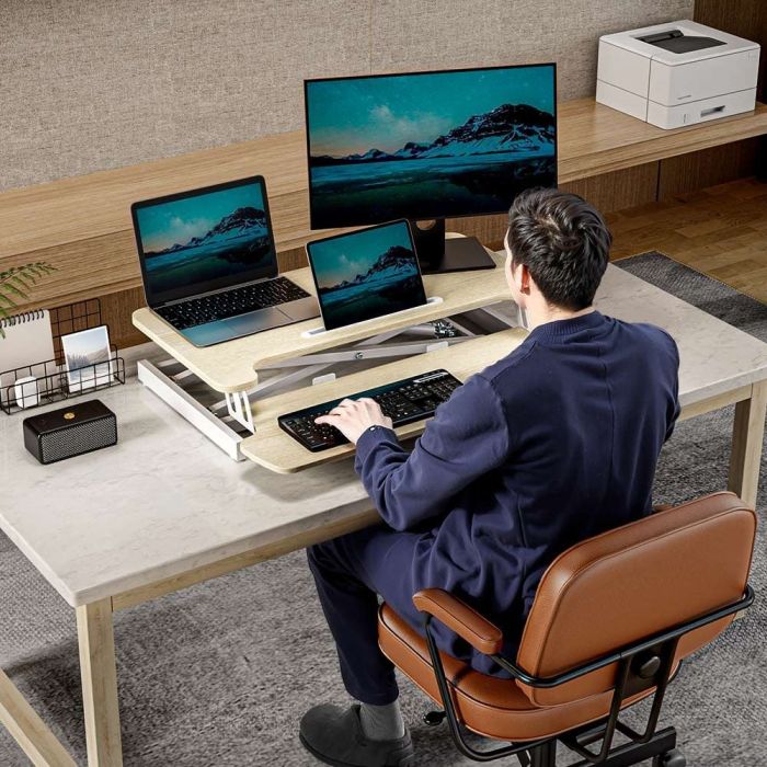 VonHaus Nastavek za stoječo pisalno mizo – svetel les