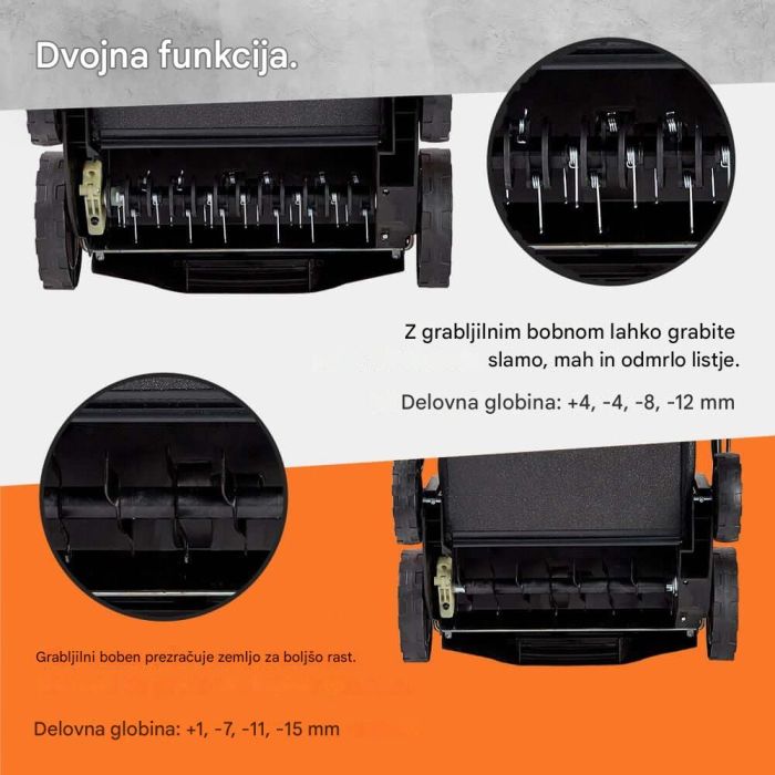 VonHaus 2-v-1 prezračevalnik in vertikulator za trato, 1800W