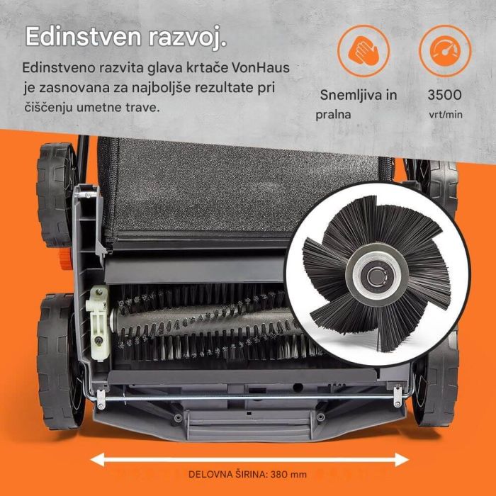 VonHaus električna krtača za umetno travo 1800W