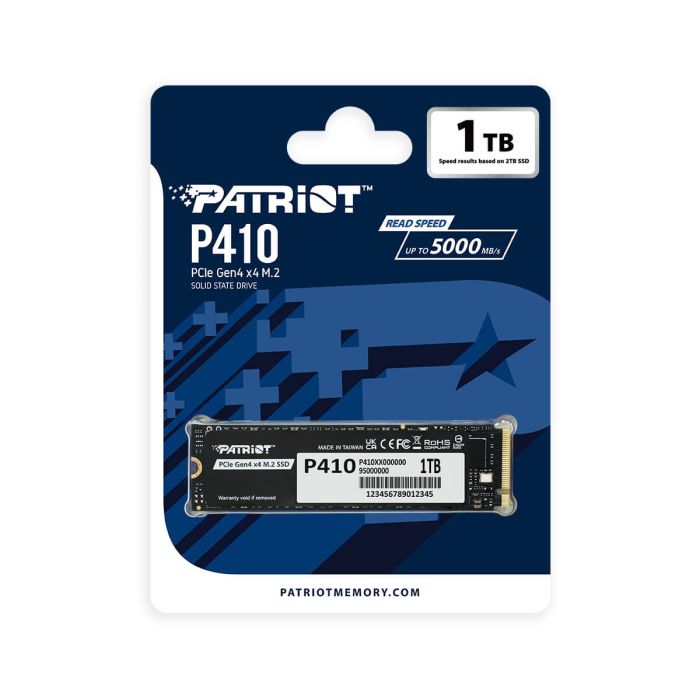 Patriot P410 1TB M.2 NVMe SSD PCIe Gen 4 x4 PATRIOT Patriot P410 1TB M.2 NVMe SSD PCIe Gen 4 x4