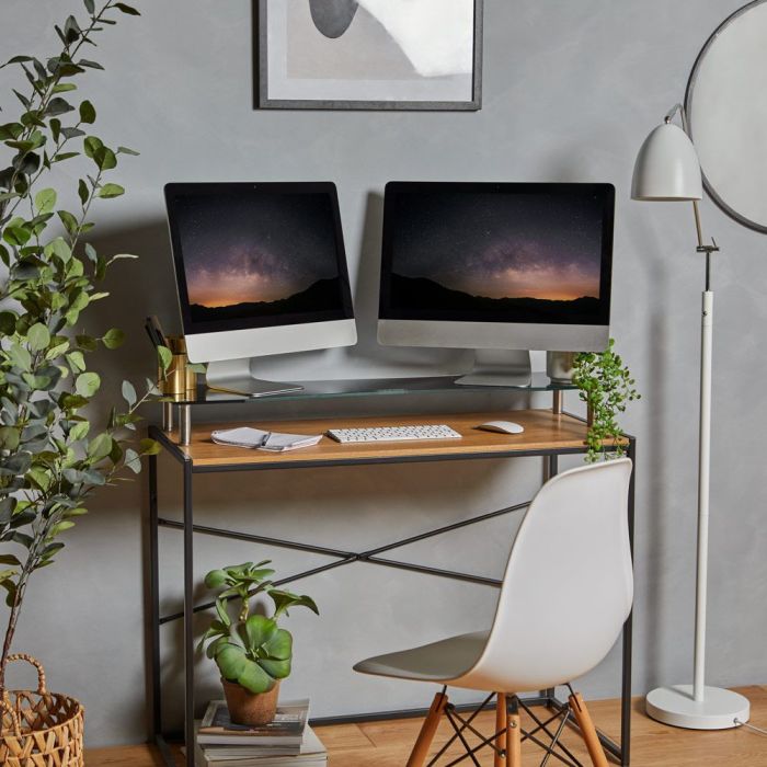 Vonhaus steklen podstavek za monitor XL črn