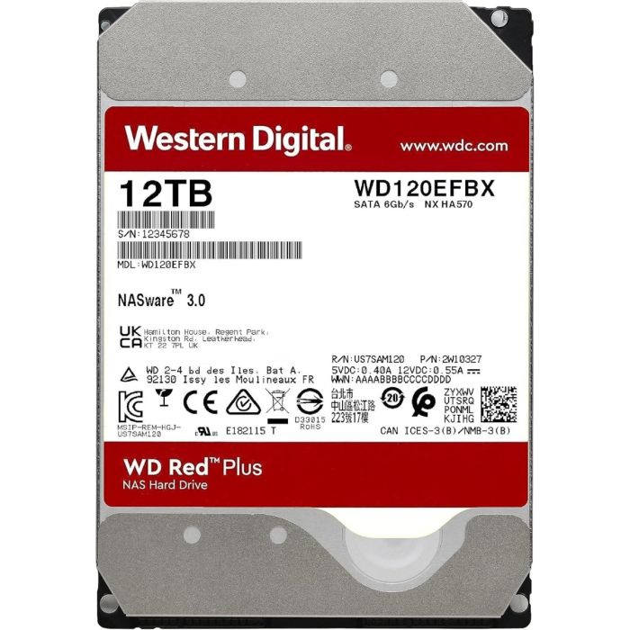 WD 12TB Red Plus 3,5 SATA 6Gb/s 7200rpm 512MB HDD disk