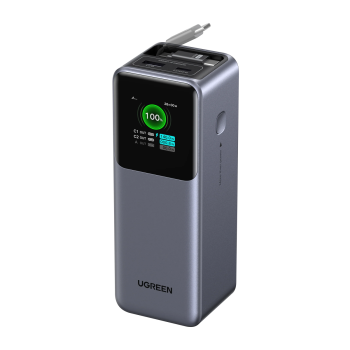 Ugreen prenosna polnilna baterija 20.000mAh, 165W s pametnim digitalnim zaslonom in vgrajenim kablom Ugreen prenosna polnilna baterija 20.000mAh, 165W s pametnim digitalnim zaslonom in vgrajenim kablom