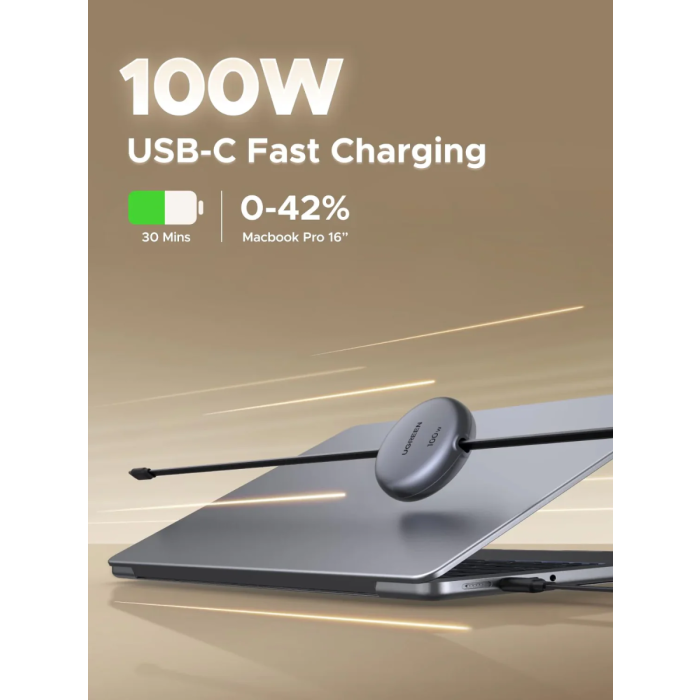 Ugreen USB-C na USB-C izvlečni polnilni kabel 100W, 1M