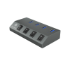 IcyBox IB-HUB1405 4-portni USB-A hub s stikali