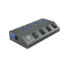IcyBox IB-HUB1405 4-portni USB-A hub s stikali