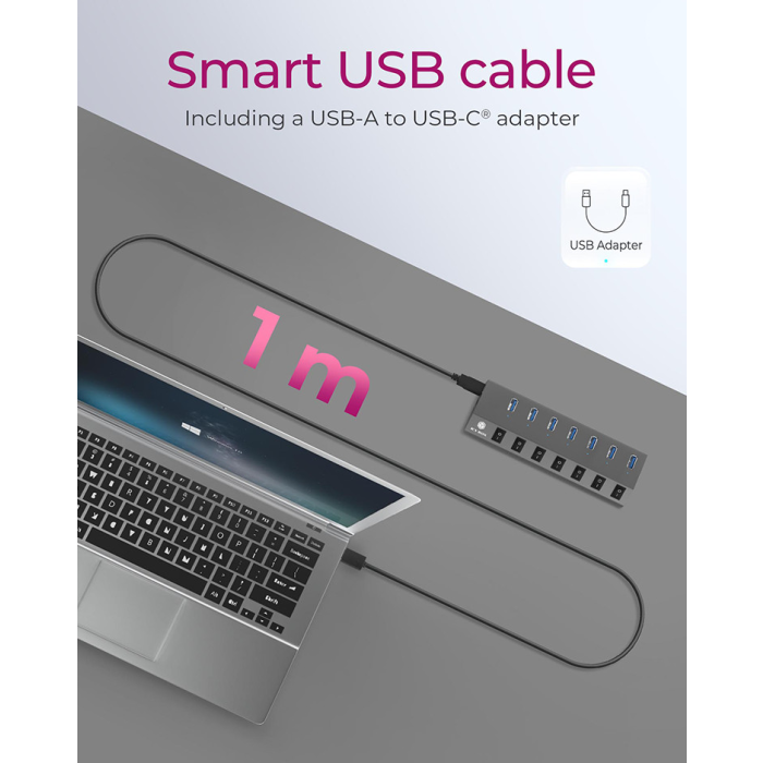 IcyBox IB-HUB1701-C3 7-portni USB-A hub s stikali