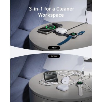 Anker MagGo brezžična zložljiva polnilna podloga 3v1, črna