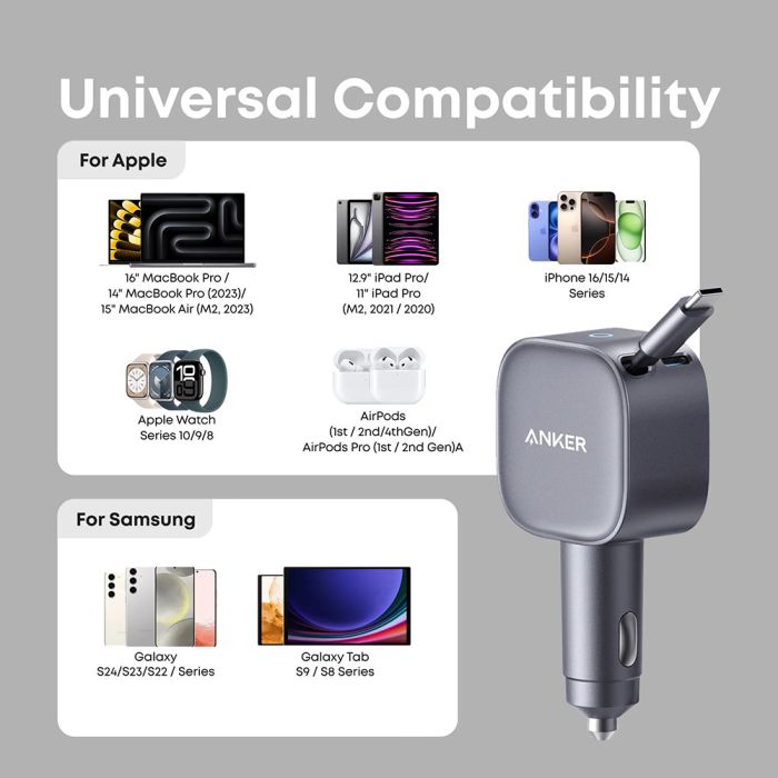 Anker Nano avtopolnilec 75W z vgrajenim kablom