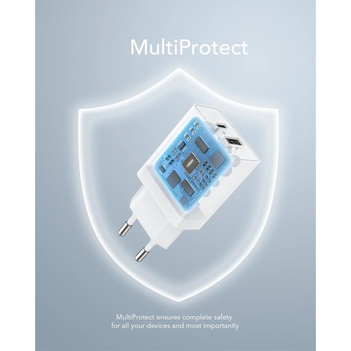 VEGER VLS302U 2-portni polnilec, USB-A/USB-C, QC3.0/PD3.0, bel VEGER VEGER VLS302U 2-portni polnilec, USB-A/USB-C, QC3.0/PD3.0, bel