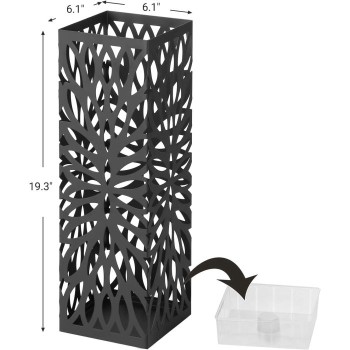 SONGMICS Kovinsko stojalo za dežnike s kljukicami in posodo za kapljice LUC48B SONGMICS Kovinsko stojalo za dežnike s kljukicami in posodo za kapljice LUC48B
