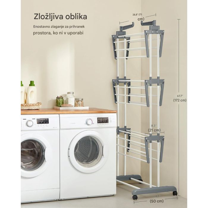 SONGMICS – Zložljiv in premičen večnivojski sušilnik za perilo (velikost 4-stopnje)