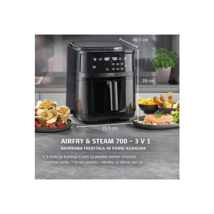 CASO Steam & Air Fry 700 cvrtnik na vroči zrak z dodatno funkcijo sopare 1700W CASO CASO Steam & Air Fry 700 cvrtnik na vroči zrak z dodatno funkcijo sopare 1700W