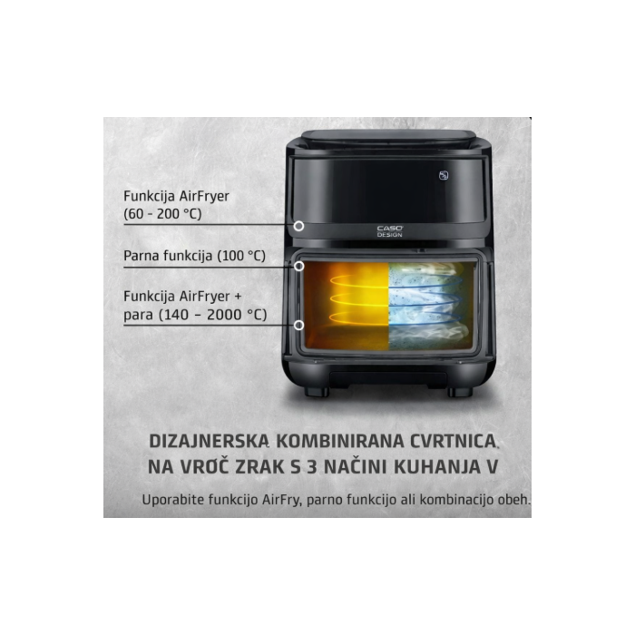 CASO Steam & Air Fry 700 cvrtnik na vroči zrak z dodatno funkcijo sopare 1700W CASO CASO Steam & Air Fry 700 cvrtnik na vroči zrak z dodatno funkcijo sopare 1700W