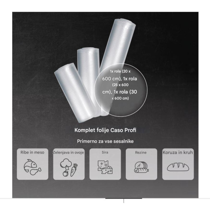 CASO komplet folij 1 20 × 30 cm + roli 20 × 600 cm, 30 × 600 cm CASO CASO komplet folij 1 20 × 30 cm + roli 20 × 600 cm, 30 × 600 cm