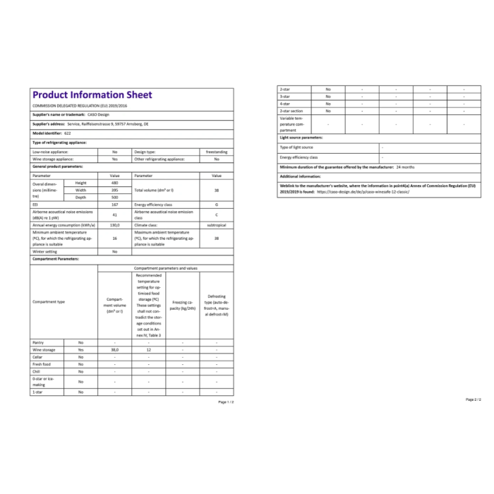 CASO WineSafe 12 Classic vinska vitrina