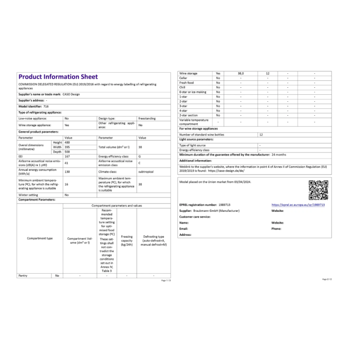 CASO WineExclusive 12 vinska vitrina