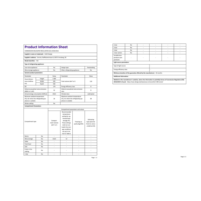 CASO WineComfort 380 Smart vinska vitrina