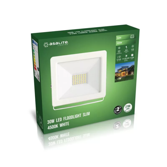 Asalite LED beli reflektor Slim 30W 4500K (2700 lumnov)