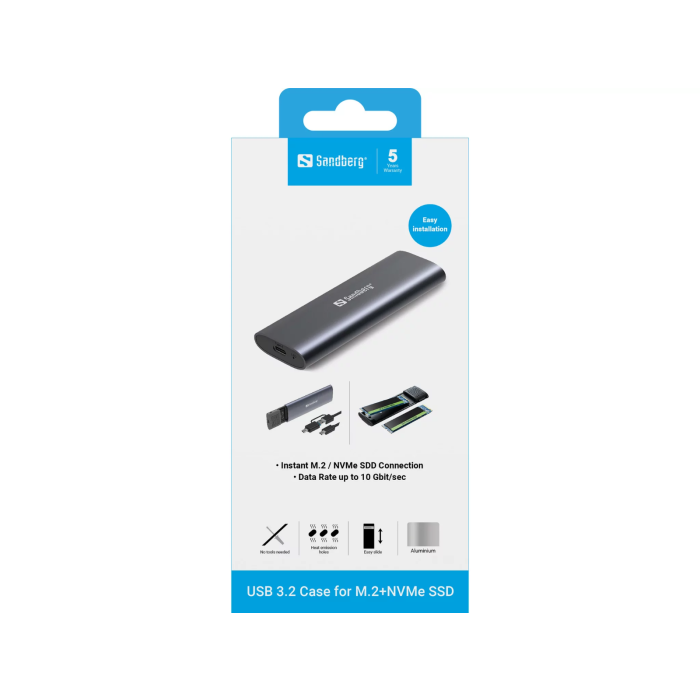 Sandberg USB 3.2 M.2 NVMe ohišje za SSD disk