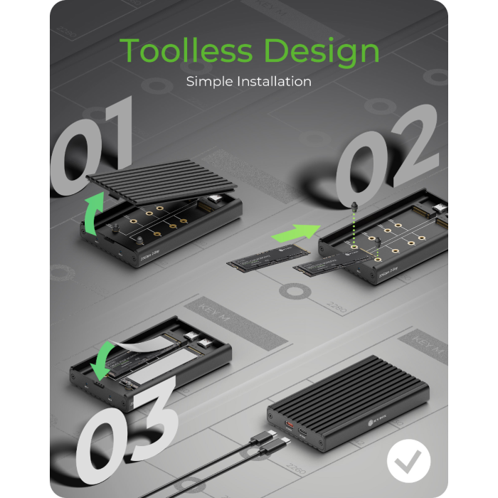 IcyBox IB-2817M-C32 ohišje za 2 M.2 NVMe z USB-C 3.2 Gen 2 priključkom