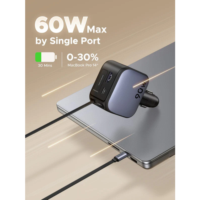 Ugreen 90W avtopolnilec z vgrajenim USB-C kablom UGREEN Ugreen 90W avtopolnilec z vgrajenim USB-C kablom