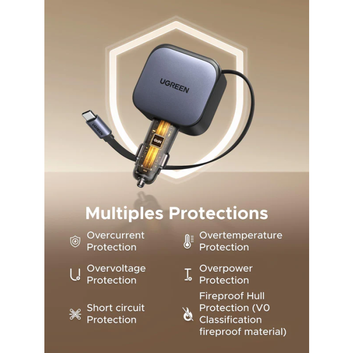 Ugreen 90W avtopolnilec z vgrajenim USB-C kablom UGREEN Ugreen 90W avtopolnilec z vgrajenim USB-C kablom