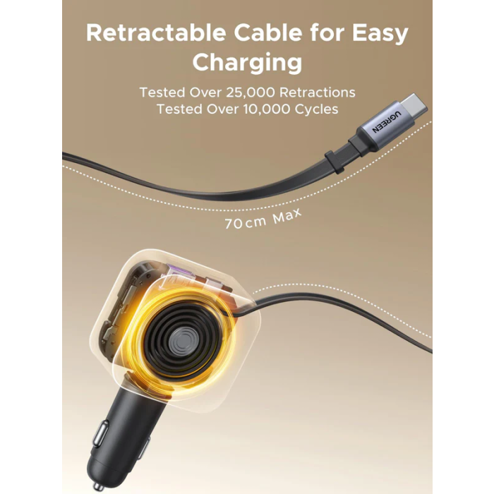 Ugreen 90W avtopolnilec z vgrajenim USB-C kablom UGREEN Ugreen 90W avtopolnilec z vgrajenim USB-C kablom